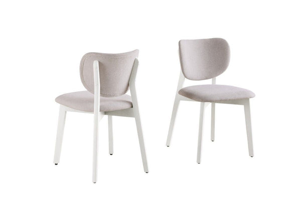 Dua Cream Fabric Upholstered Dining Chair with Curved Backrest, 2-pc P9451