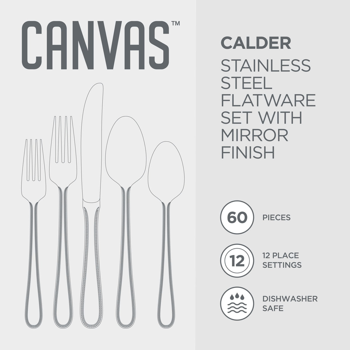 Beaded Edge Flatware Set, Serves 12, 60-pc