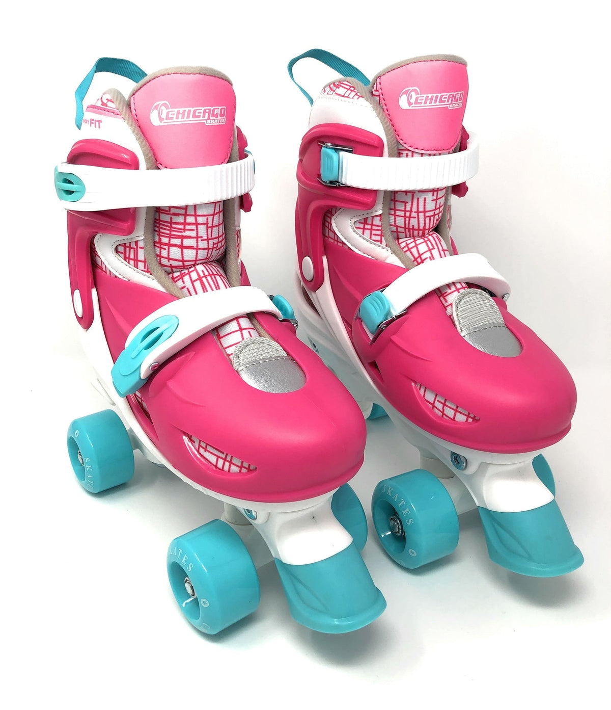Kids' Adjustable Quad Rollerblades Bundle, Pink