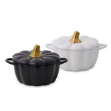 320-mL Black/White Ceramic Pumpkin Cocotte, 2-pk