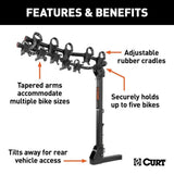 18065 Premium 5-Bike Two Arm Hitch Mount Bike Rack, Fits 2-in Receiver, Black
