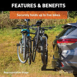 18065 Premium 5-Bike Two Arm Hitch Mount Bike Rack, Fits 2-in Receiver, Black