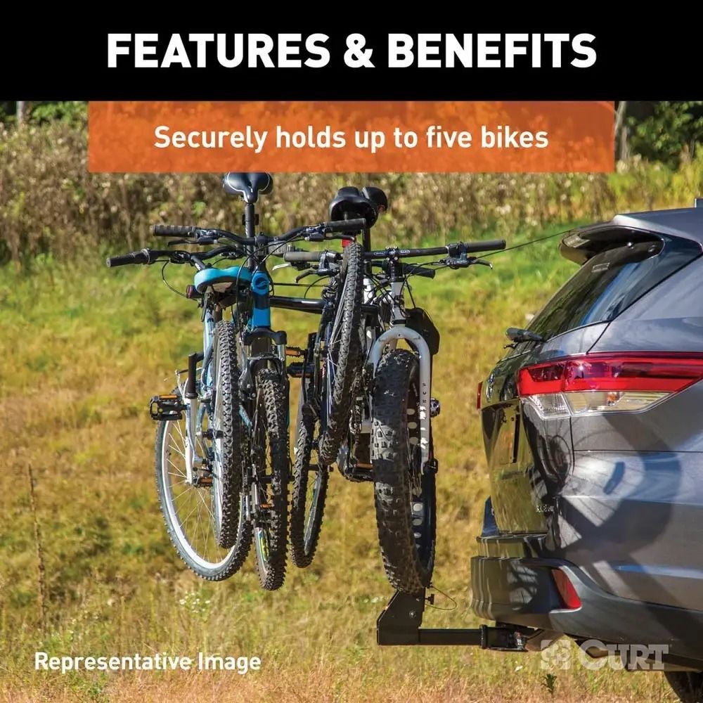 18065 Premium 5-Bike Two Arm Hitch Mount Bike Rack, Fits 2-in Receiver, Black
