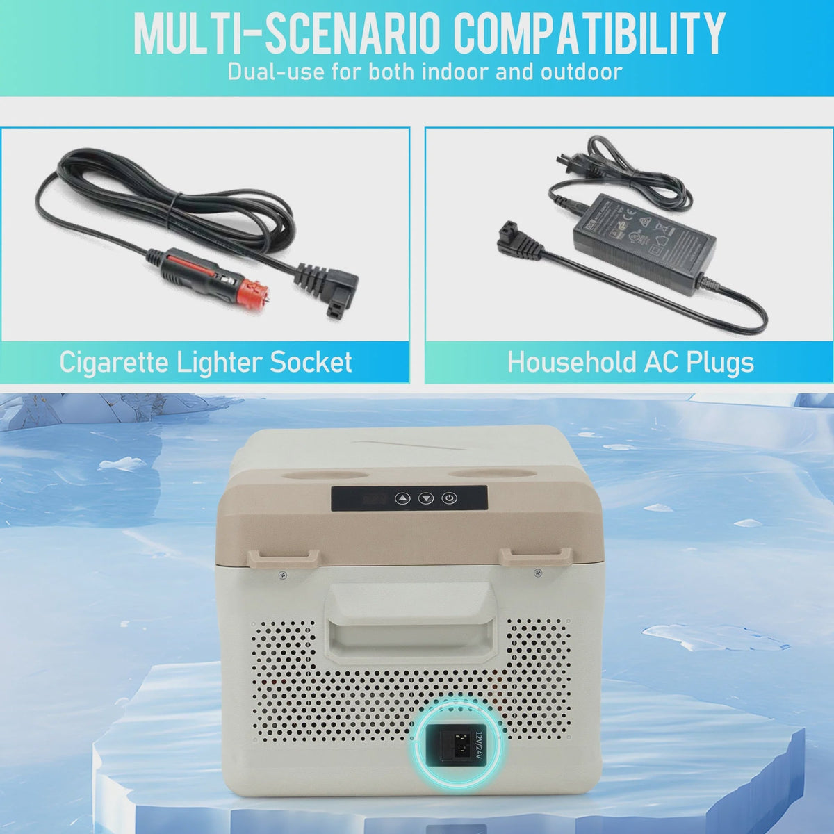 16.8QT Mini Fridge, Syngar Electric Cooler with 2 Plugs for Bedroom, Dorm RV Use, Portable Car Refrigerator for Camping, 60W, 24V/110V,...