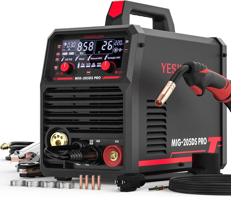 MIG Welder,110V Flux Core Welder Flux Core MIG/Lift TIG/Stick 3-in-1 Large LED Digital Display Welding Machine IGBT Inverter Welder FLUX-135PRO R2101