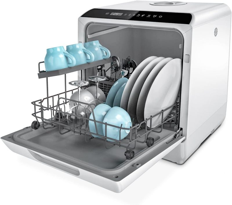 Countertop Dishwasher, 5 Washing Programs Portable Dishwasher With 5-Liter Built-in Water Tank For Glass Door T3973