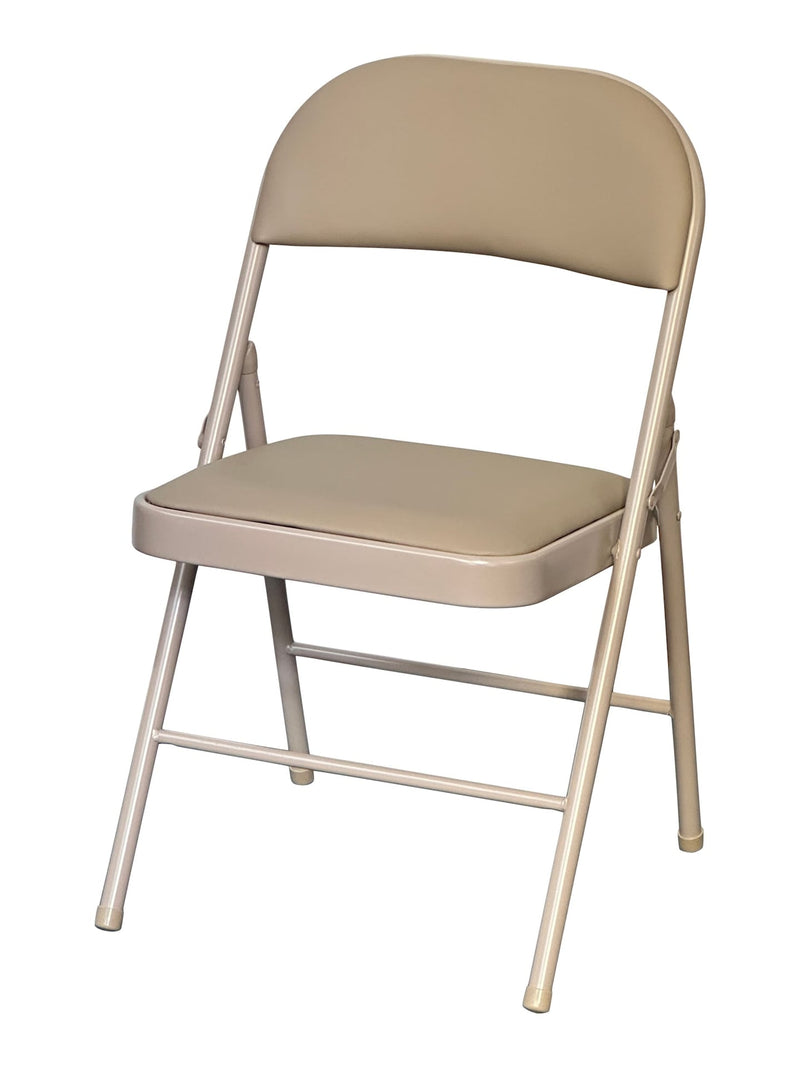 Beige Indoor Padded Vinyl Folding Chair W6880