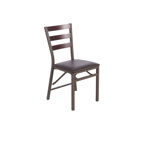 Black Microfibre Folding Ladder Chair, Brown G4460
