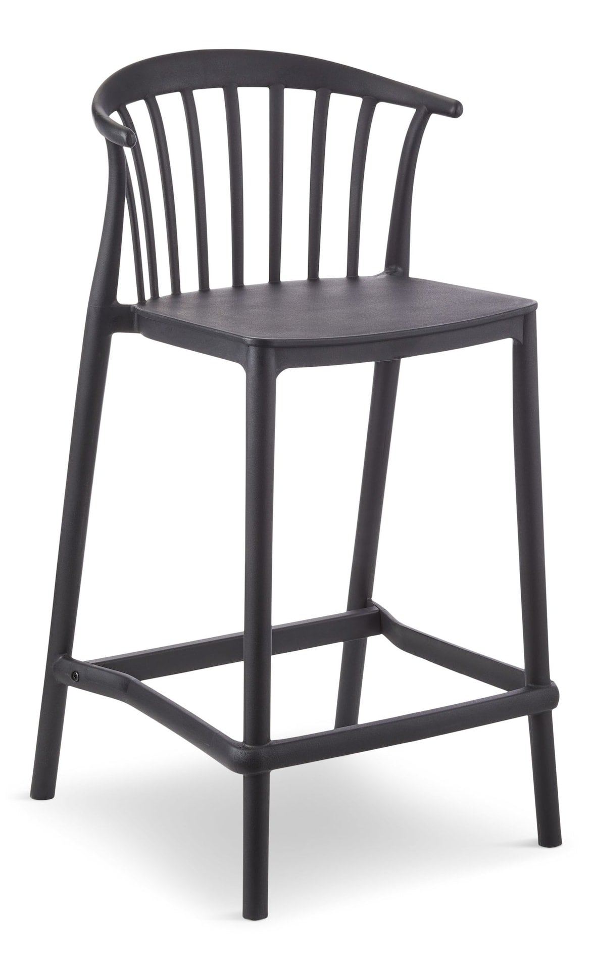 Elevated Plastic Bar Stool with Footrest, Black