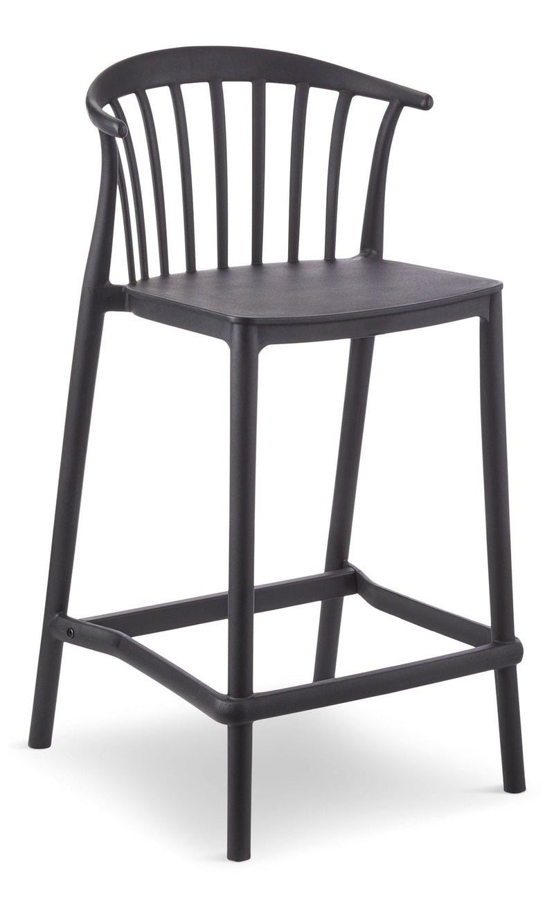 Elevated Plastic Bar Stool with Footrest, Black L7534