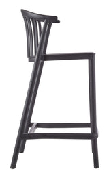 Elevated Plastic Bar Stool with Footrest, Black