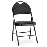 Portable High-Back Upholstered & Padded Metal Folding Chair, Black