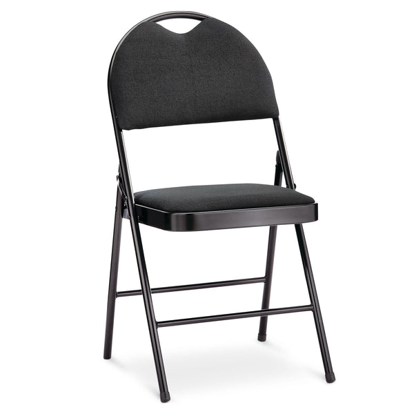 Portable High-Back Upholstered & Padded Metal Folding Chair, Black R6445