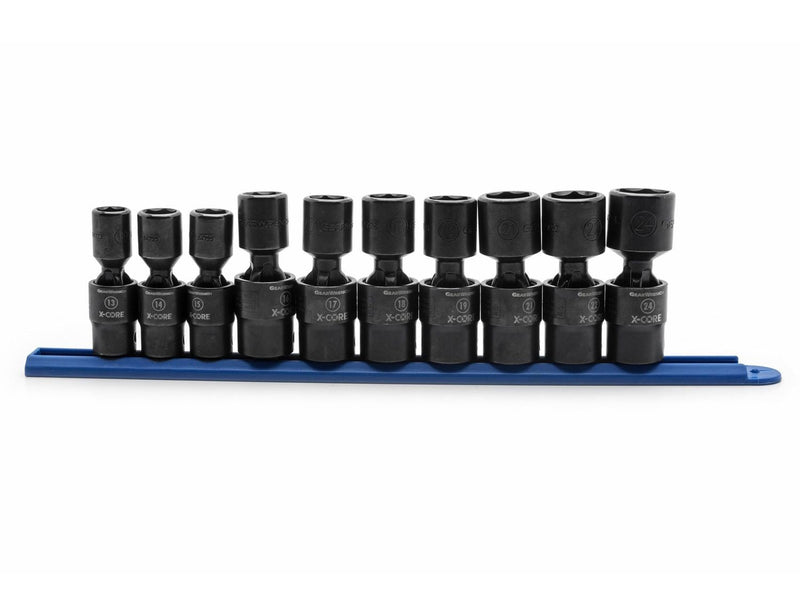 6 Point Standard Drive X-Core Pinless Universal Impact Socket Set, Metric, 1/2-in, 10-pc G7953