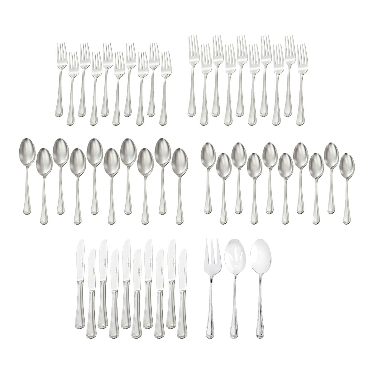 Metrona Flatware Set, Serves 10, 53-pc, Dishwasher Safe