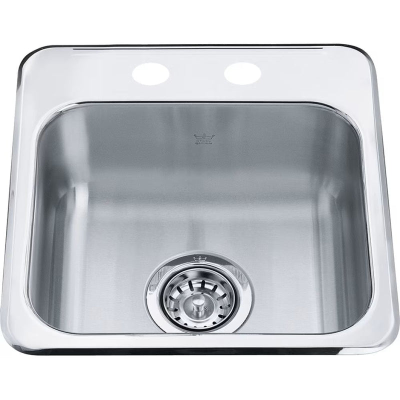 Drop In Single Bowl 2-Hole Hospitality Sink, 15.13-in x 15.44-in x 6-in, Stainless Steel J2530