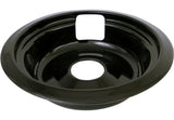 62489 Universal Porcelain Stove Deep-Draw Drip Pan with Trim Ring, Black, 6-in