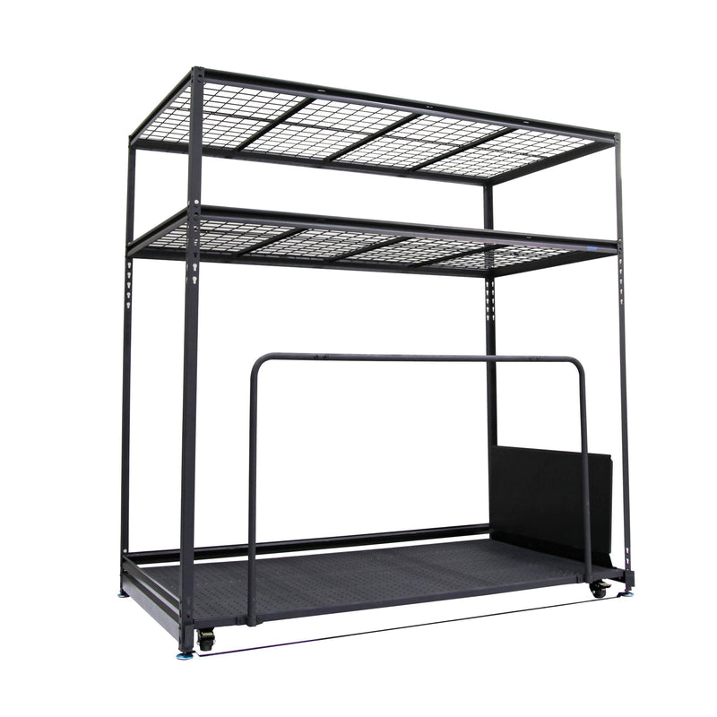 Seasonal Storage Rack with Rolling Platform Cart, Black, 65.5-in x 35.5-in x 68-in Y912