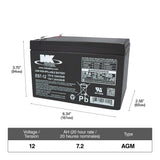 12-Volt 7.2 Ah SLA Battery, F2 Terminal