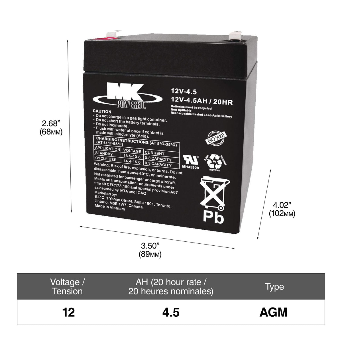 OEPLUS Group Size 94R (H7/L4) Battery, 800 CCA