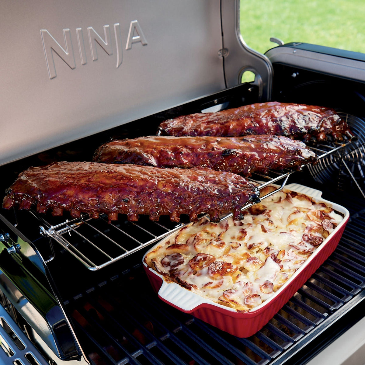 FlexFlame Upgrades Expandable Stainless Steel Roast & Smoke Rack
