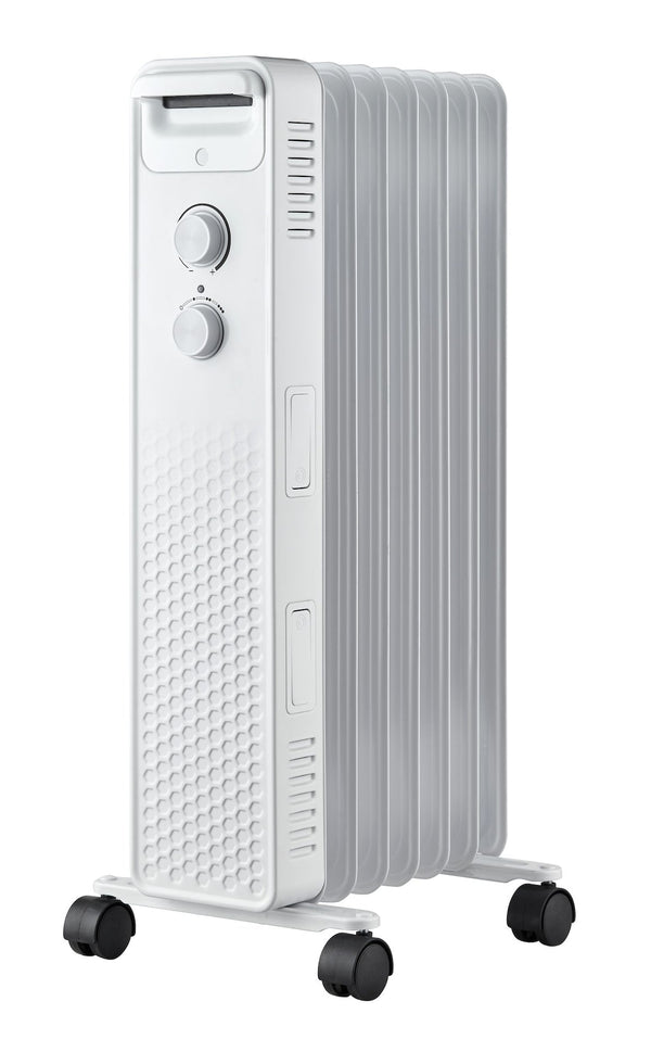 3-Setting Mechanical Oil Filled Heater with Adjustable Thermostat, Castors & Handle, 1500W, White N55