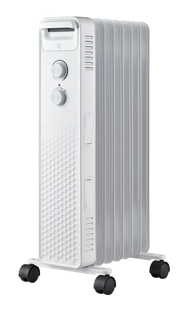 3-Setting Mechanical Oil Filled Heater with Adjustable Thermostat, Castors & Handle, 1500W, White N55