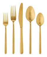 Chelsey Satin Gold Finish Slim Round Stainless Steel Flatware Set, Serves 4, 20-pc