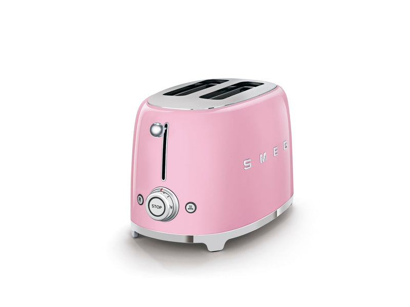 50's Retro Style Wide Slot Pop Up Electric Toaster with 6 Settings, 2-Slice, Pink Q9985