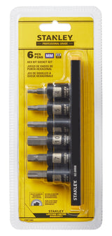 Professional Grade Black Chrome Hex Bit Socket Set, Metric, 6-pc
