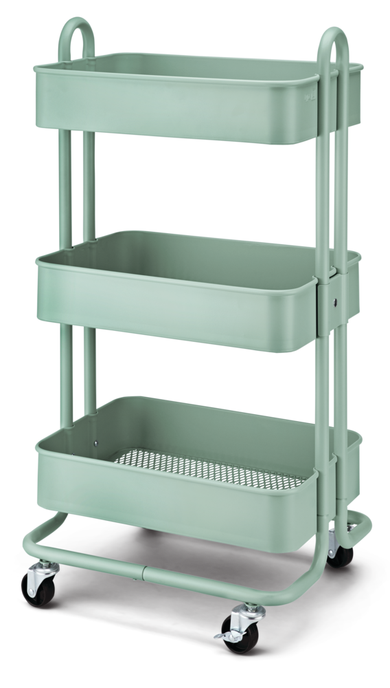 Momentum Steel 3-Tier Utility Cart with 4 Wheels, Eucalyptus P6987
