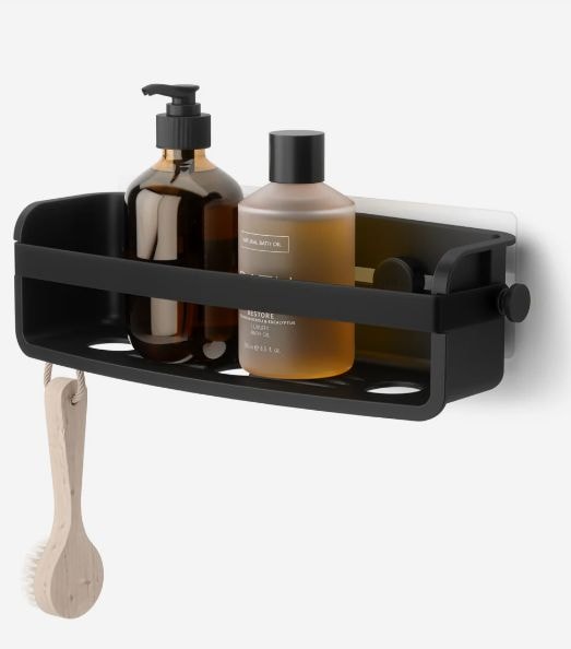 Flex Adhesive Shower Caddy Organizer Bin, Black N1361