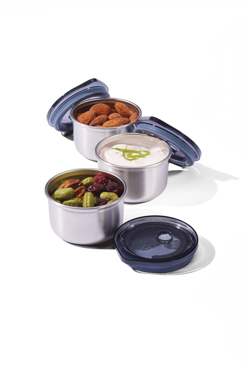 Leakproof Stainless Steel Mini Food Storage Pots and Lids, 3 Count R3783