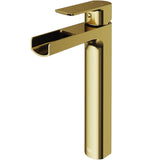 Amada Single Handle Vessel Sink Bathroom Faucet, Matte Brushed Gold