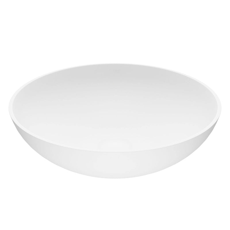 Lotus Matte Stone Round Composite Vessel Bathroom Sink/Basin with Deep Bowl, White H9249