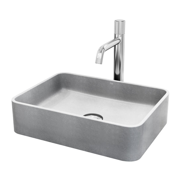Segovia Gothic Grey Bathroom Sink/Basin Set with Apollo Faucet and Rectangular Vessel N6813