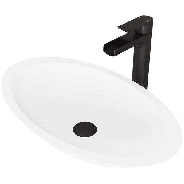 Wisteria White Bathroom Sink/Basin Set with Amada Faucet and Oval Composite Vessel R4402