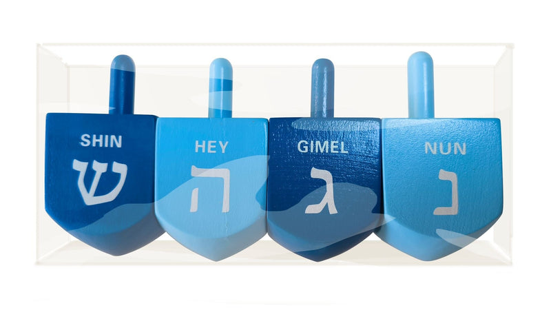 Wooden Dreidel Set, Multi-Coloured, 4-pc, for Hanukkah M3114