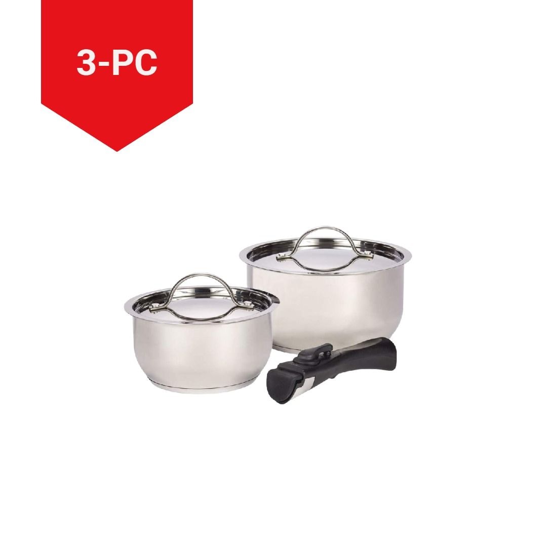 Provision Stainless Steel Camping Cook Pot Set, Made in Canada, 3-pc